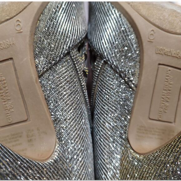 Glitter Caged Bootie Heel Iridescent Gold & Silver Gold Zipper Backs US 6 - Picture 7 of 8